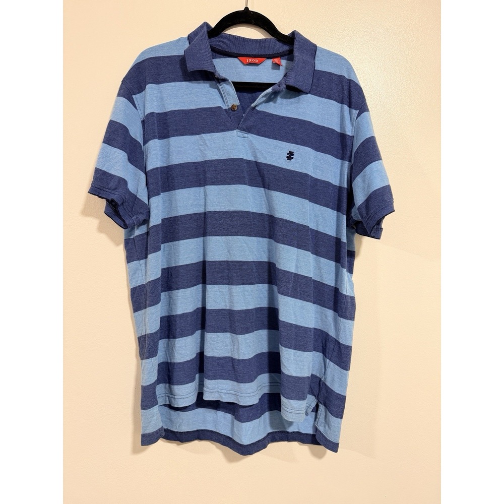 IZOD Men's Polo Shirt X-Large Collared Short Sleeve Striped Cotton Rugby Preppy